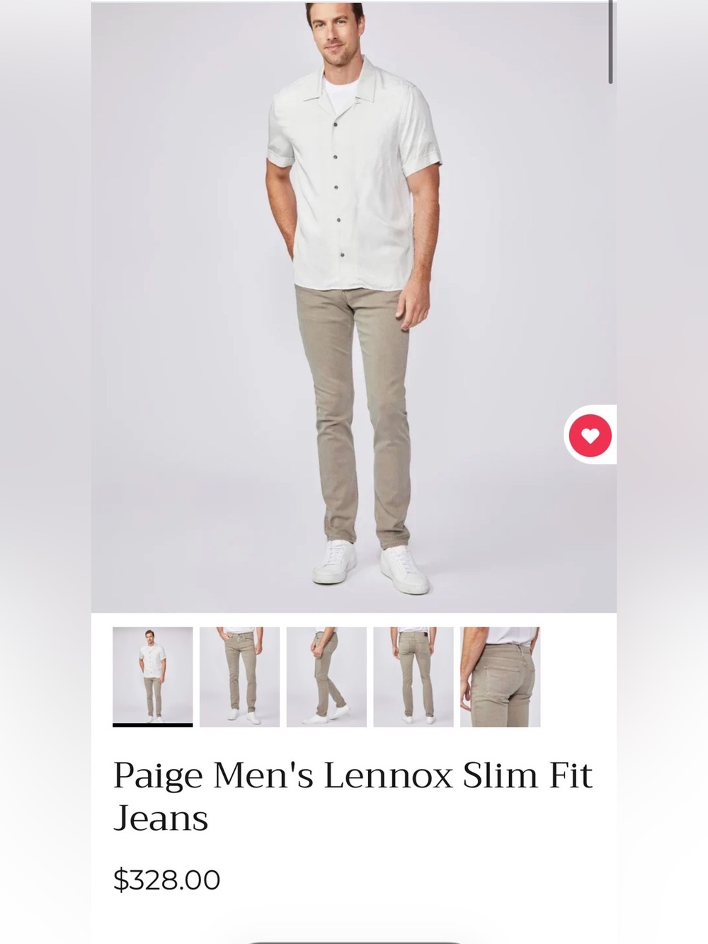 PAIGE Lennox Slim Fit Jeans in Khaki Sand Sz 32